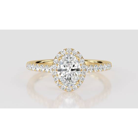1.40ct SI2/F Oval Diamond Single Halo Shoulder Set Ring