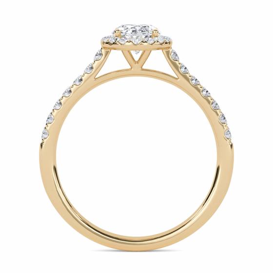 1.40ct SI2/F Oval Diamond Single Halo Shoulder Set Ring