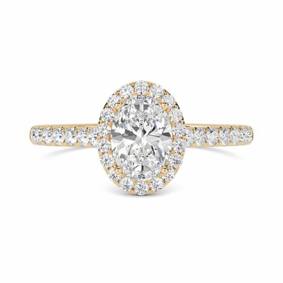 1.40ct SI2/F Oval Diamond Single Halo Shoulder Set Ring