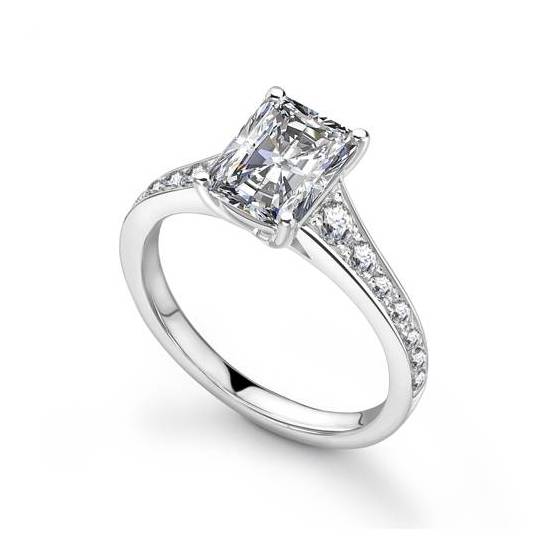 1.40ct VS2/F Radiant Natural Diamond Shoulder Set Ring