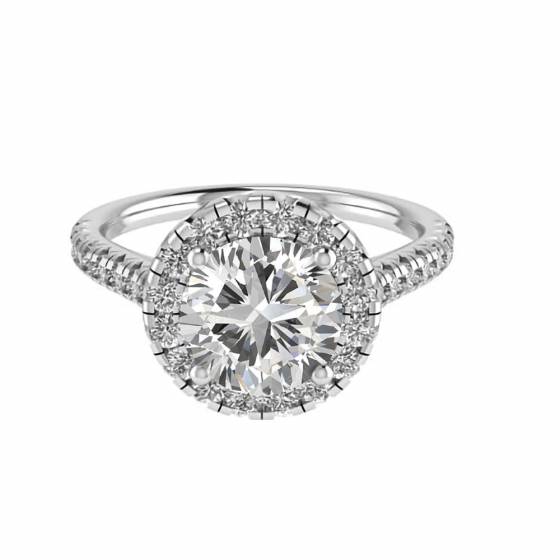 1.60ct VS/E-F Round Lab Grown Diamond Halo Shoulder Set Ring
