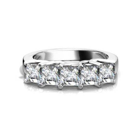 0.50ct VS2/E 5 Stone Princess Natural Diamond Half Eternity Ring