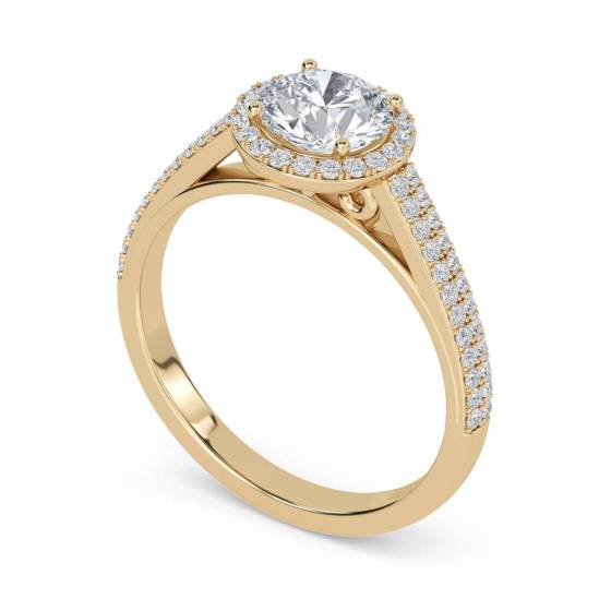 0.65ct SI2/G Round Diamond Single Halo Shoulder Set Ring