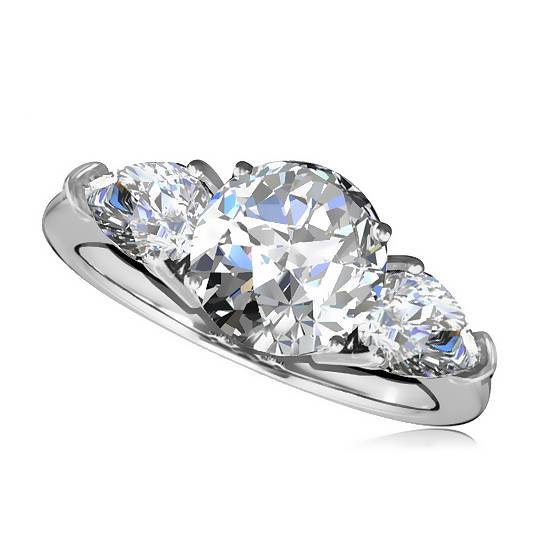 0.50ct SI2/G Round and Pear Natural Diamond Trilogy Ring