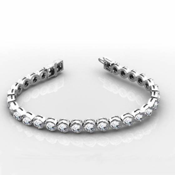 6.00ct VS/D-E 7 Inch Modern Round Natural Diamond Single Row Bracelet