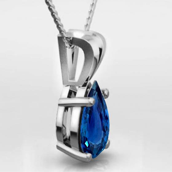 0.80ct Classic Pear Blue Sapphire Solitaire Pendant
