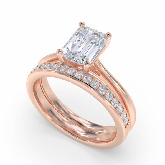 Emerald Diamond Solitaire Engagement Ring