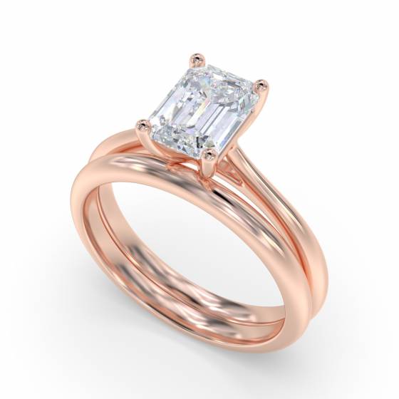 Emerald Diamond Solitaire Engagement Ring