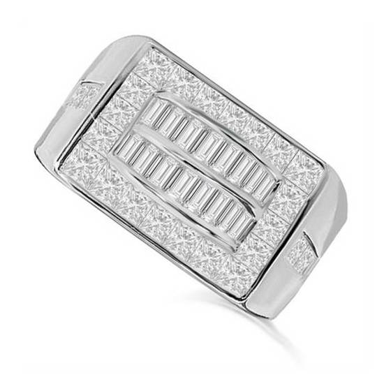 1.62CT VS/E-F Baguette and Princess Diamond Mens Ring