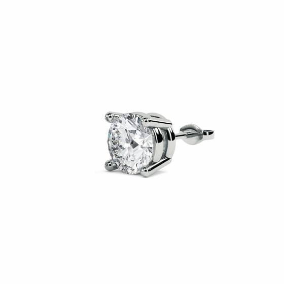 0.90ct VVS2/D Round cut Labgrown Diamond Mens Single Stud Earring