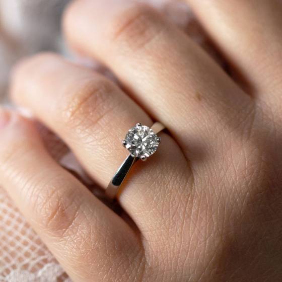 Unique Crossover Round Diamond Engagement Ring