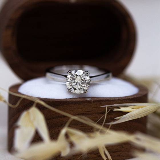 Unique Crossover Round Diamond Engagement Ring
