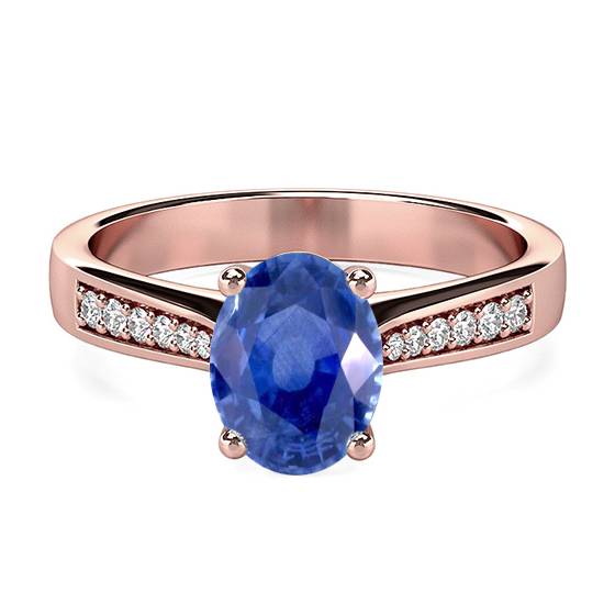 Oval Blue Sapphire and Shoulder Set Ring