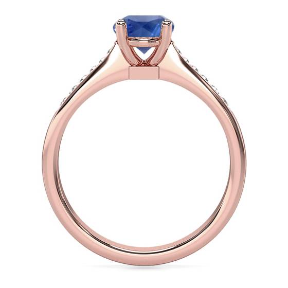 Oval Blue Sapphire and Shoulder Set Ring