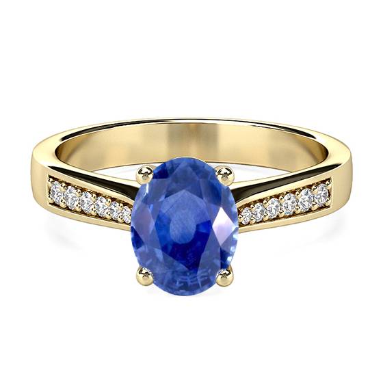 Oval Blue Sapphire and Shoulder Set Ring