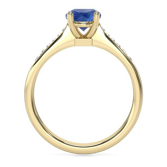 Oval Blue Sapphire and Shoulder Set Ring
