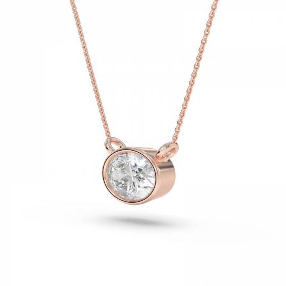 Oval Diamond Bezel Set East To West Solitaire Pendant