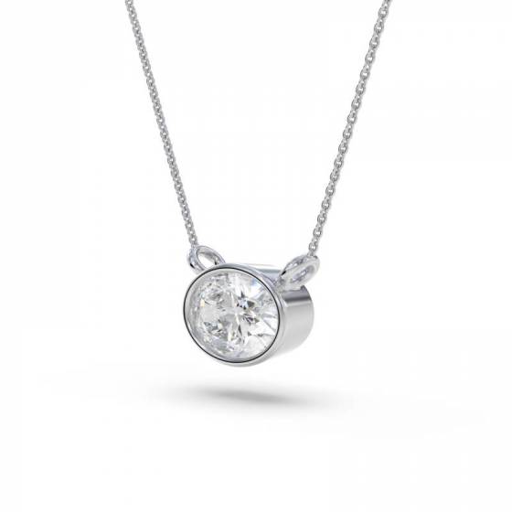 Oval Diamond Bezel Set East To West Solitaire Pendant