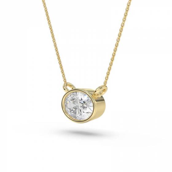 Oval Diamond Bezel Set East To West Solitaire Pendant