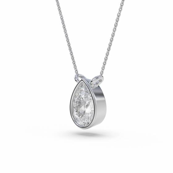 Pear Diamond Bezel Set Solitaire Pendant