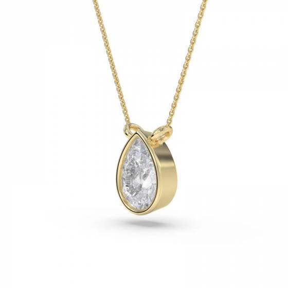 Pear Diamond Bezel Set Solitaire Pendant