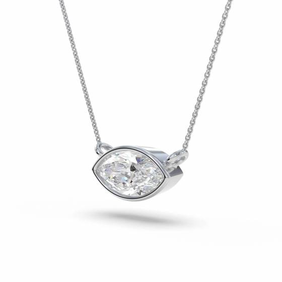 Marquise Diamond Bezel Set East To West Solitaire Pendant