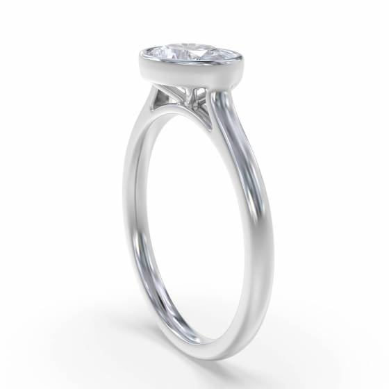 Oval Diamond Bezel Set East To West Solitaire Ring