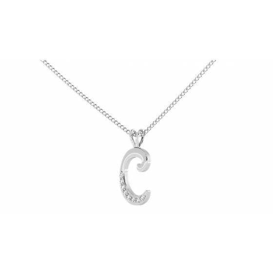 C Alphabet initial Diamond Pendant