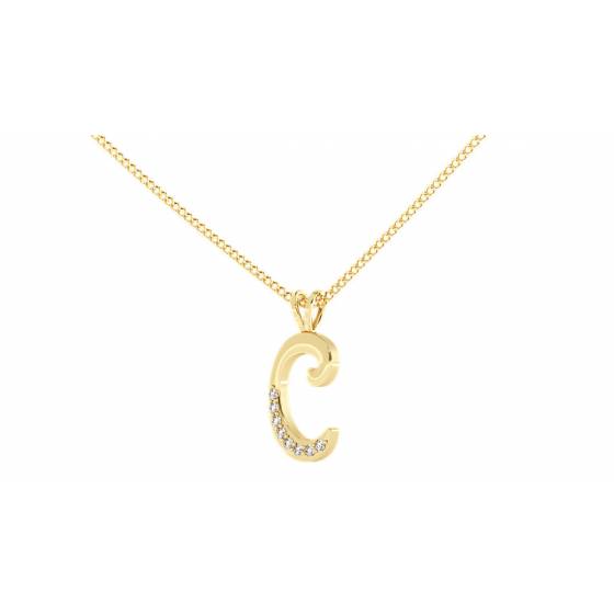 C Alphabet initial Diamond Pendant