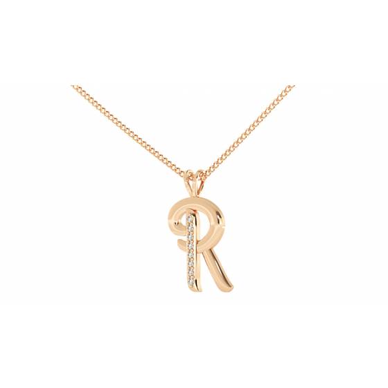 R Alphabet initial Diamond Pendant