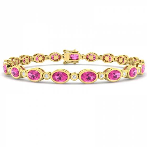 Oval Cut Pink Sapphire Gemstone Bracelet