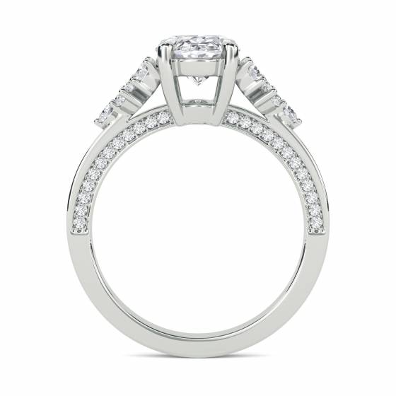 Oval and Round Diamond Vintage Ring