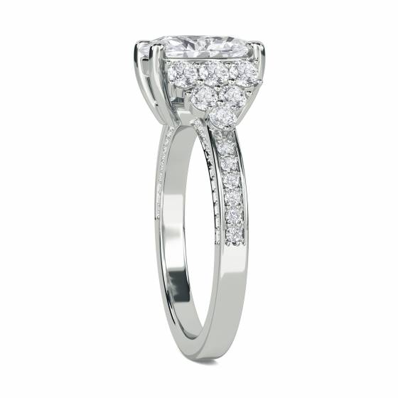 Oval and Round Diamond Vintage Ring
