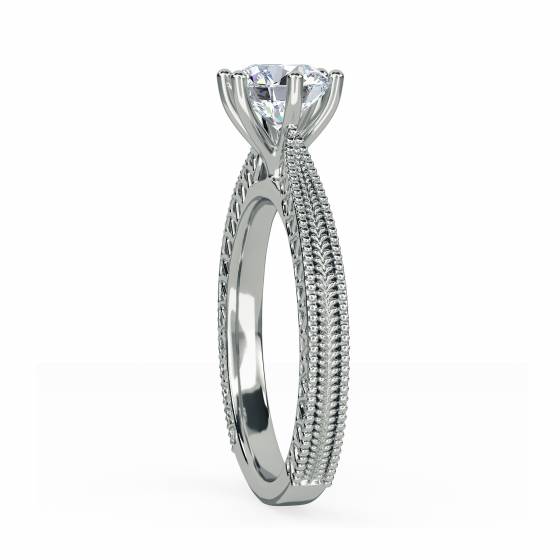 Unique Single Round Diamond Vintage Filgree Style Ring