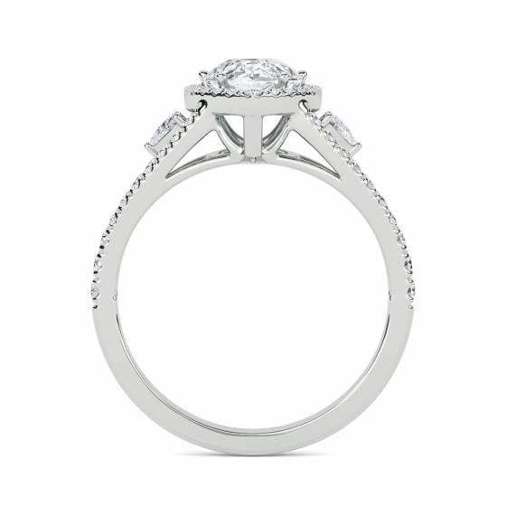 Pear Diamond Split Shoulder Set Ring