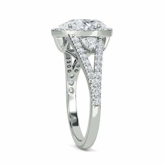 Pear Diamond Split Shoulder Set Ring