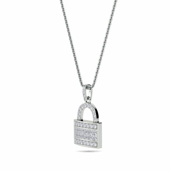 0.60ct Cluster Round Diamond Designer Padlock Pendant