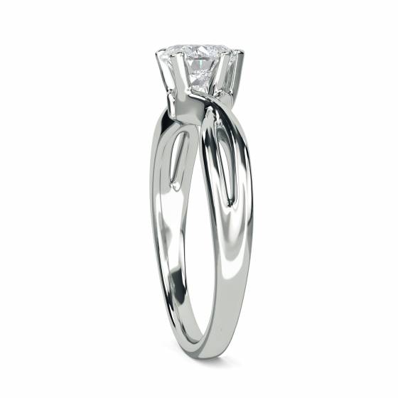 Modern Intertwined Heart Diamond Engagement Ring