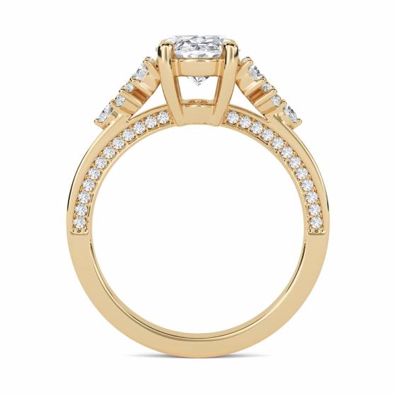 Oval and Round Diamond Vintage Ring