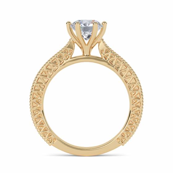 Unique Single Round Diamond Vintage Filgree Style Ring