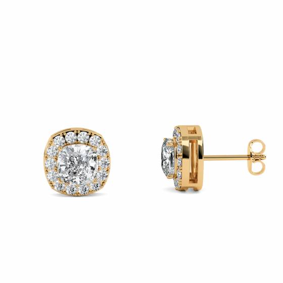 Cushion Diamond Single Halo Earrings