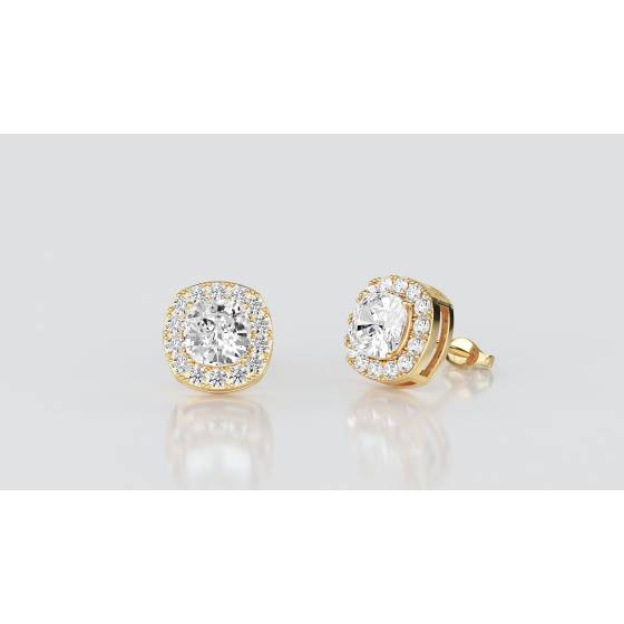 Cushion Diamond Single Halo Earrings