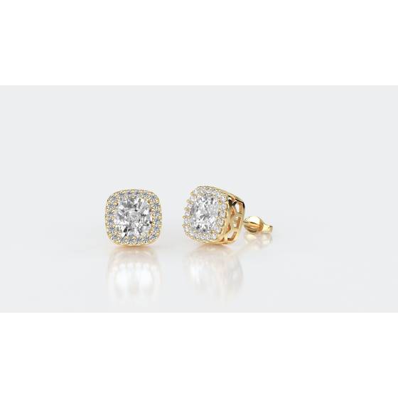 Cushion Diamond Single Halo Earrings