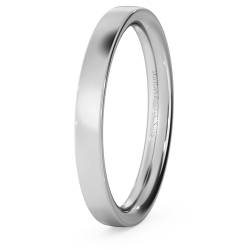 HWNC2517 Flat Court Wedding Ring - 2.5mm width, Medium depth