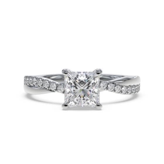 Infinity Princess and Round Diamond Engagement Ring