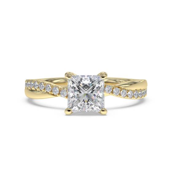 Infinity Princess and Round Diamond Engagement Ring