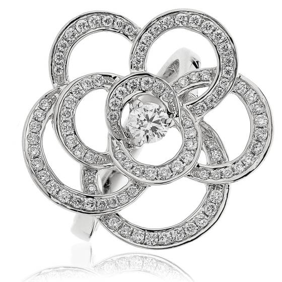 HRRCL893 Round cut Flower Shaped Cocktail Diamond Ring