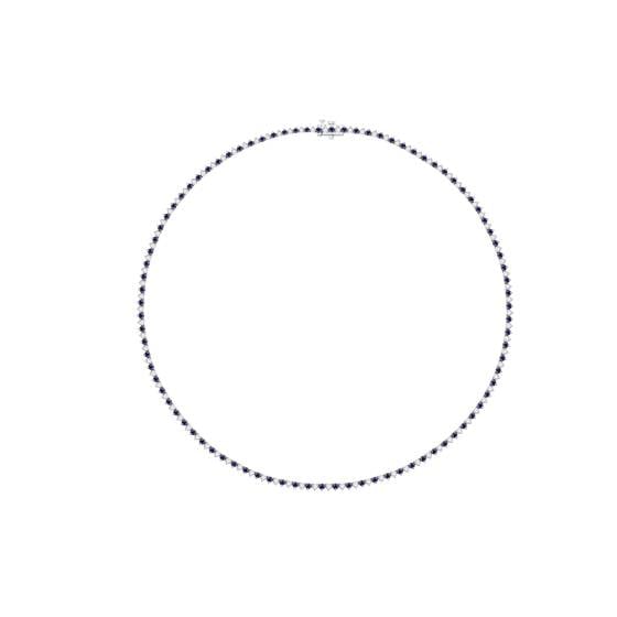 7.00ct Round Blue Sapphire And Diamond Tennis Necklace 3 Prong