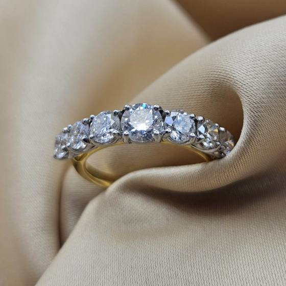 1.91ct SI/F-G Round Cut Natural Diamond 5 Stone Ring