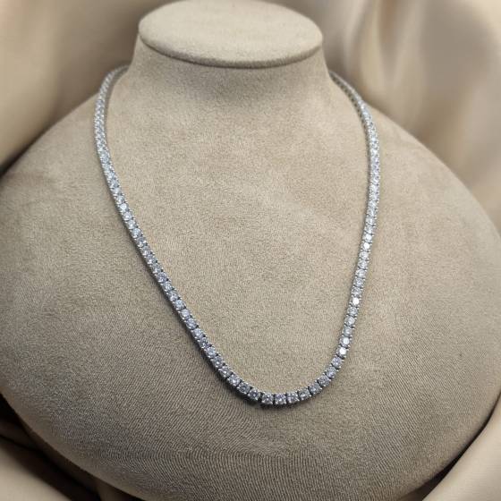 20.00ct VVS1/D-E Round Cut Lab Grown Diamond 18 Inches Tennis Necklace